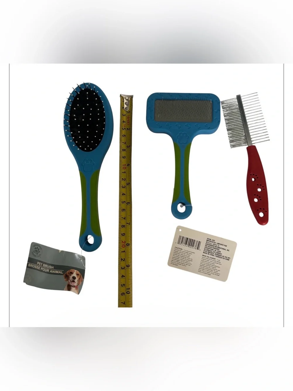 3-Piece Dog Grooming Kit - Blue, Green & Red